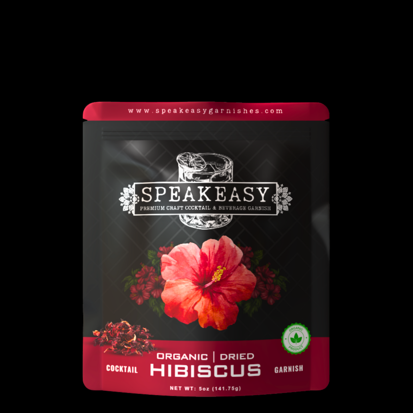 Speakeasy Premium Dried Hibiscus Flower Garnishes — 5oz