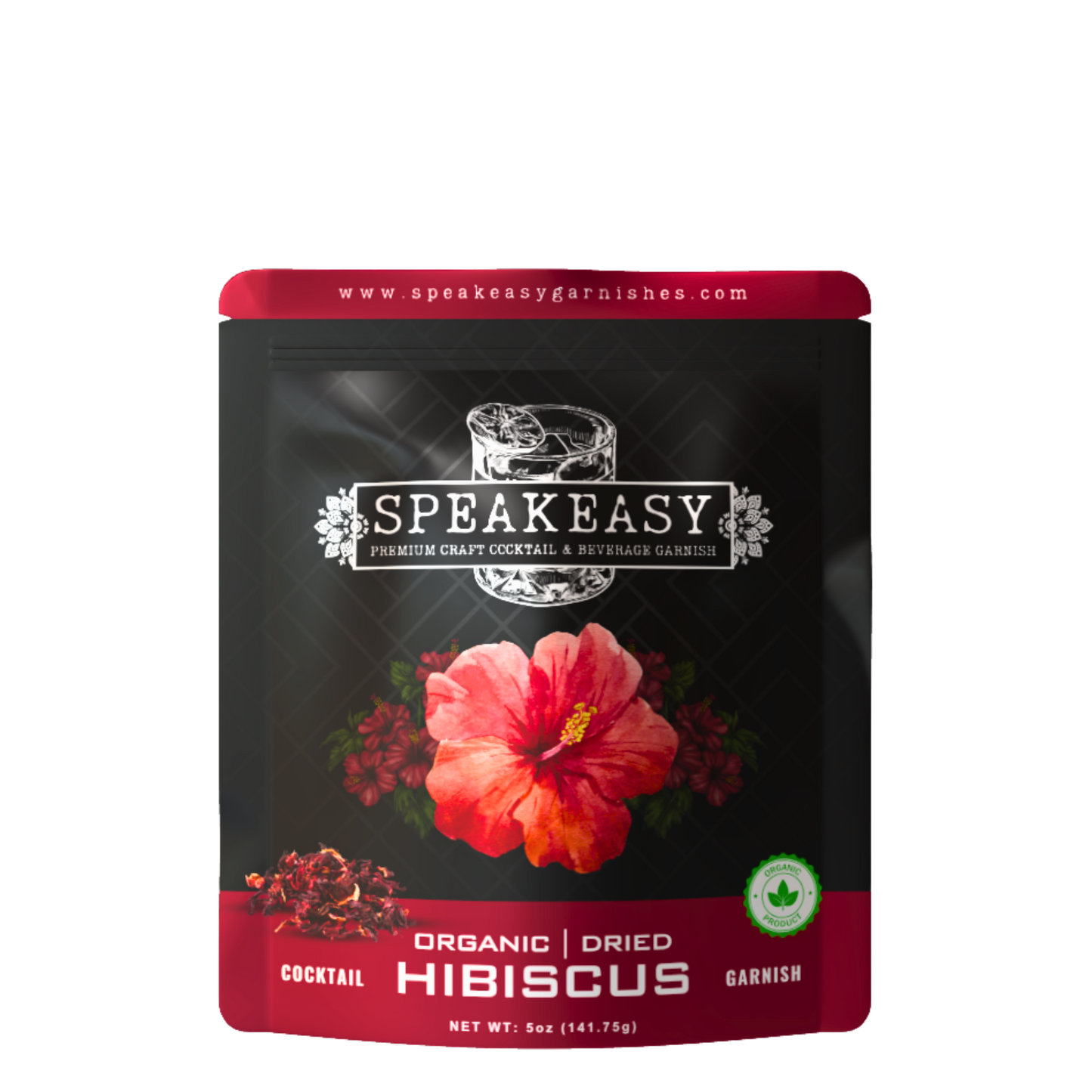 Speakeasy Premium Dried Hibiscus Flower Garnishes — 5oz