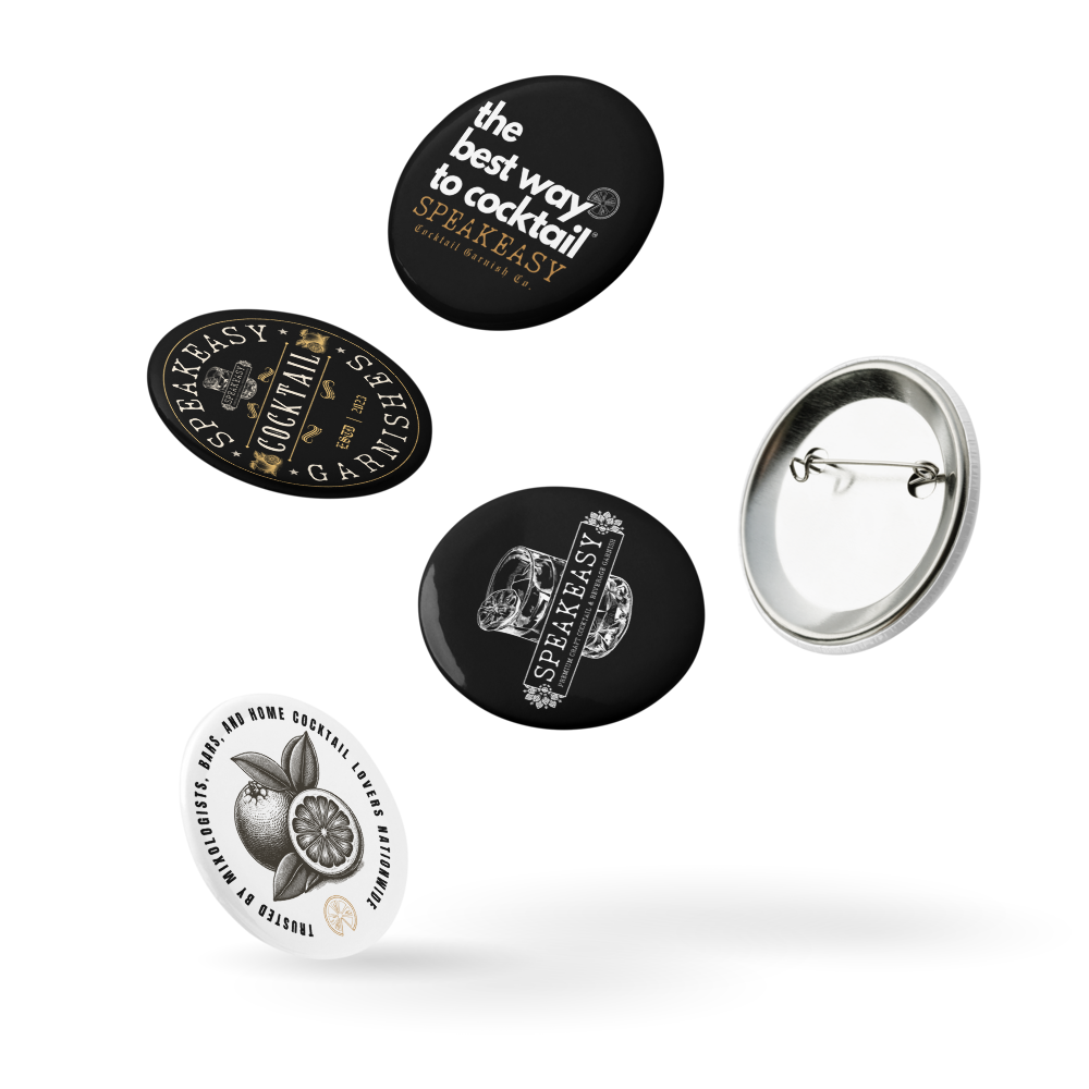 Speakeasy Garnish Co. Pin Buttons (Set of 5)