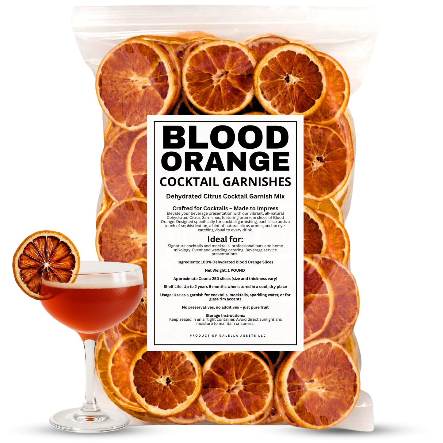 1 POUND – Dehydrated Blood Orange Slices (Approx. 250 Slices)