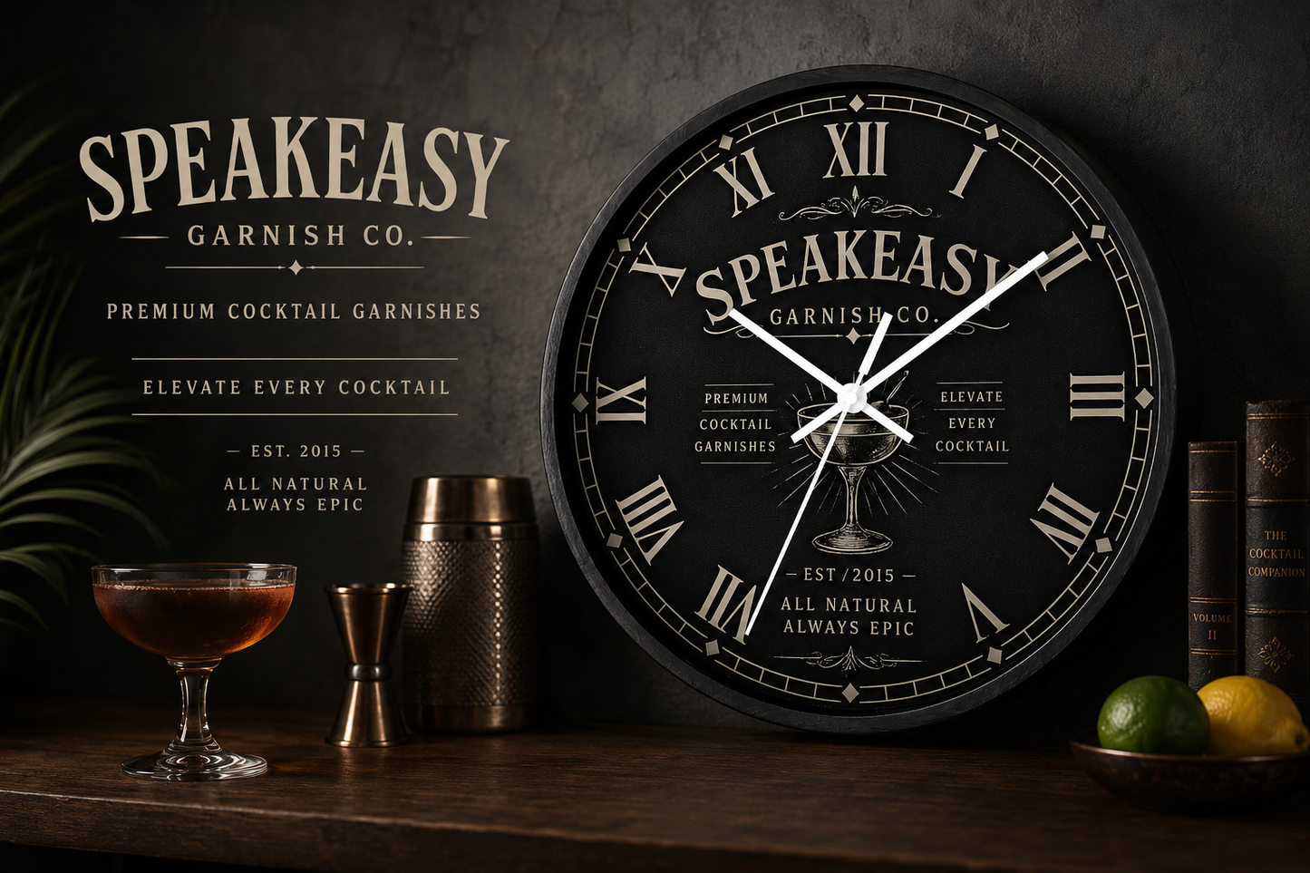 Speakeasy Garnish Co. Wall Clock