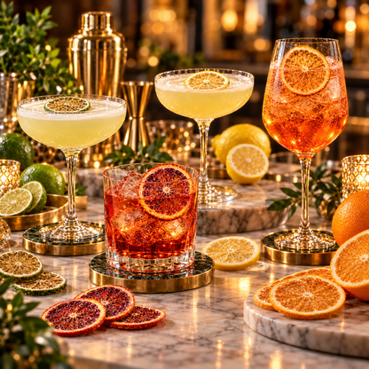 Cocktail Garnish Sampler Set (4 Pack) | Variety Pack – Approx: 35 Dehydrated Blood Orange, Orange, Lemon, Lime Slices