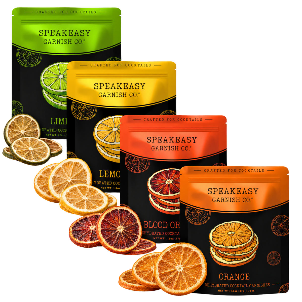Cocktail Garnish Sampler Set (4 Pack) | Variety Pack – Approx: 35 Dehydrated Blood Orange, Orange, Lemon, Lime Slices