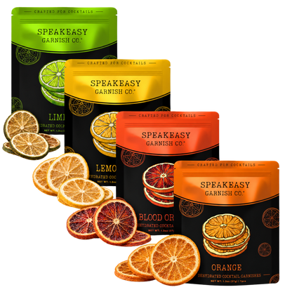 Cocktail Garnish Sampler Set (4 Pack) | Variety Pack – Approx: 35 Dehydrated Blood Orange, Orange, Lemon, Lime Slices