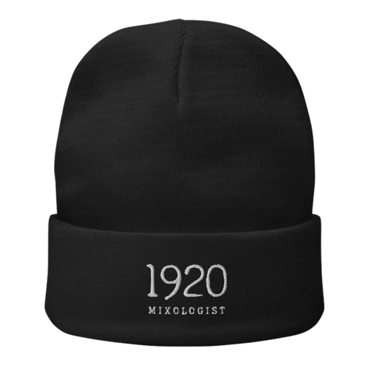 1920 Mixologist Black Embroidered Beanie