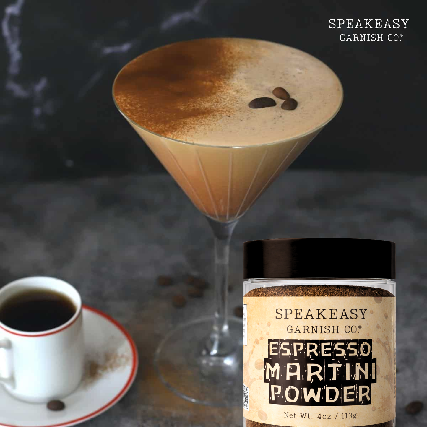 Speakeasy Garnish Co. Espresso Martini Powder – 4oz Jar