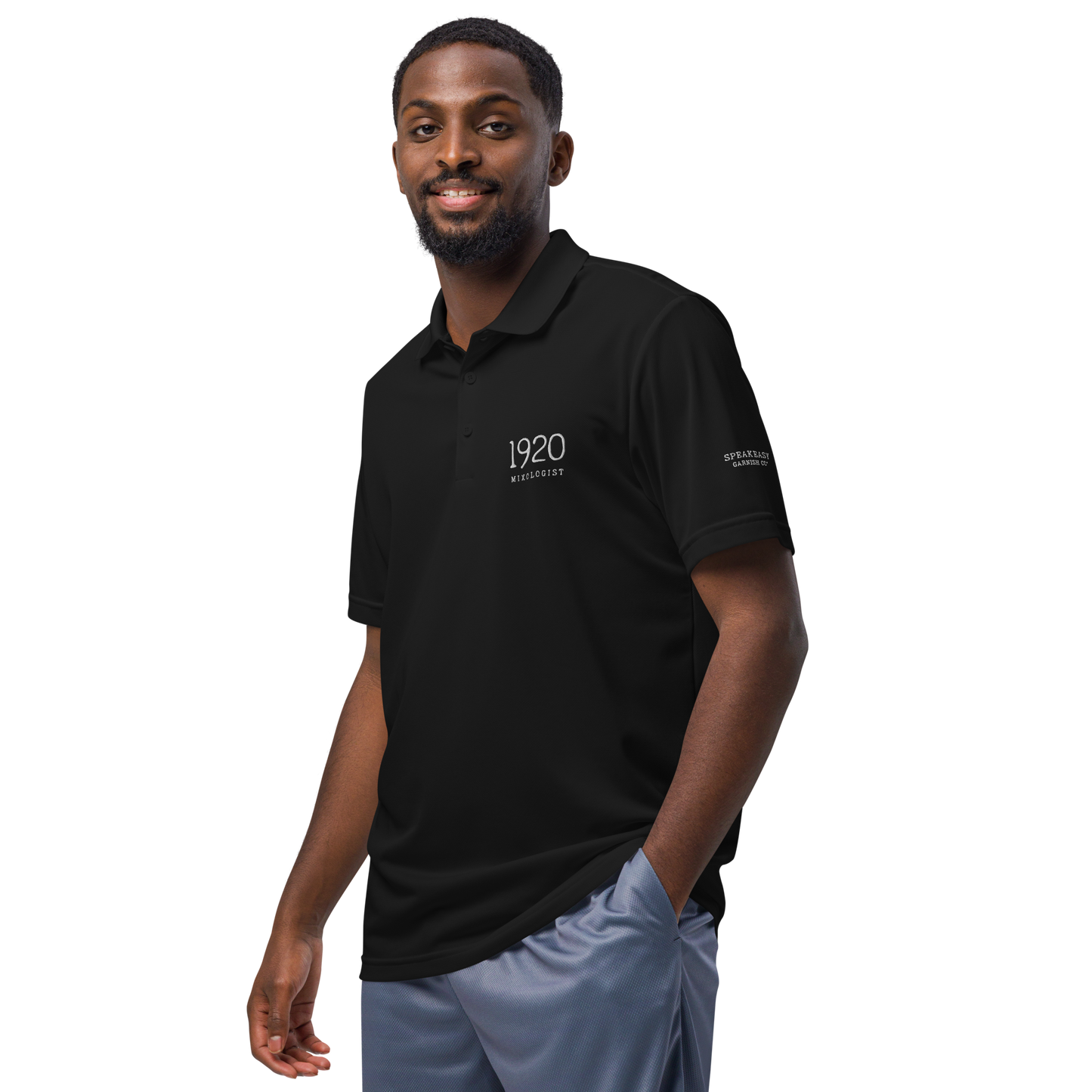 Speakeasy 1920 Mixologist adidas sport polo