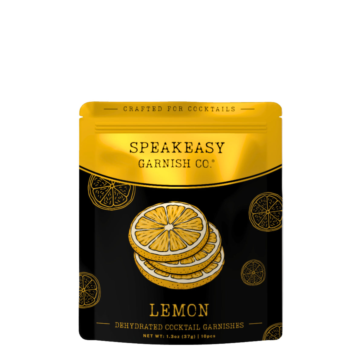 Speakeasy Garnishes dehydrated lemon cocktail garnish pouch, 10 dried lemon slices, 1.3oz