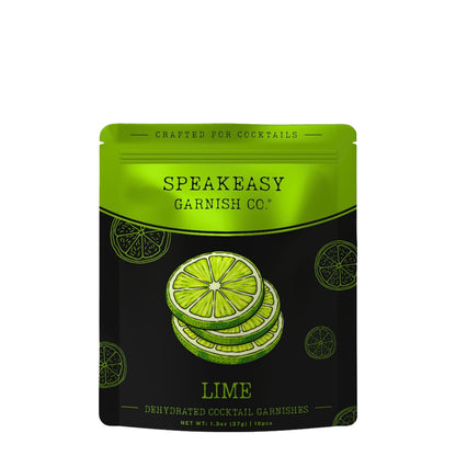 Speakeasy Garnishes dehydrated lime cocktail garnish pouch, 10 dried lime slices, 1.3oz