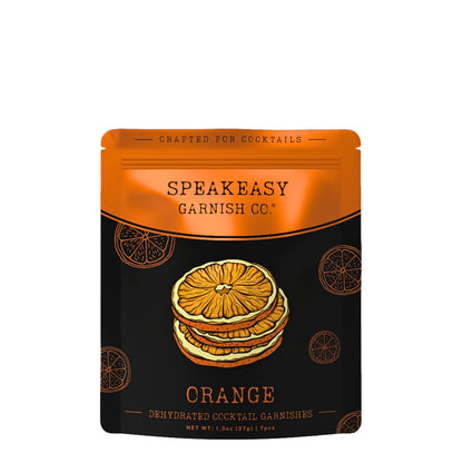 Speakeasy Garnishes dehydrated orange cocktail garnish pouch, 7 dried orange slices, 1.3oz