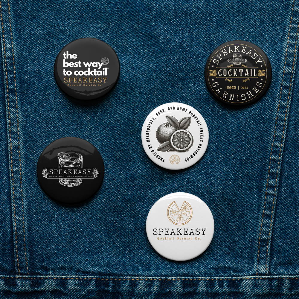 Speakeasy Garnish Co. Pin Buttons (Set of 5)